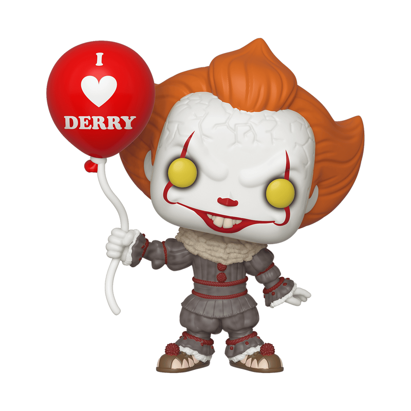 Pop! Pennywise with a red balloon that says, "I Heart Derry."